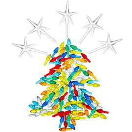 100 Pieces Plastic Christmas Tree Bulbs and 5 Stars Replacement Tree Bulbs for Ceramic Christmas Tree Decorations (4.7 mm Diameter, Assorted Color)