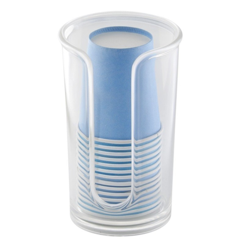 iDesign Paper & Plastic Disposable Cup Dispenser for Bathroom Countertops,