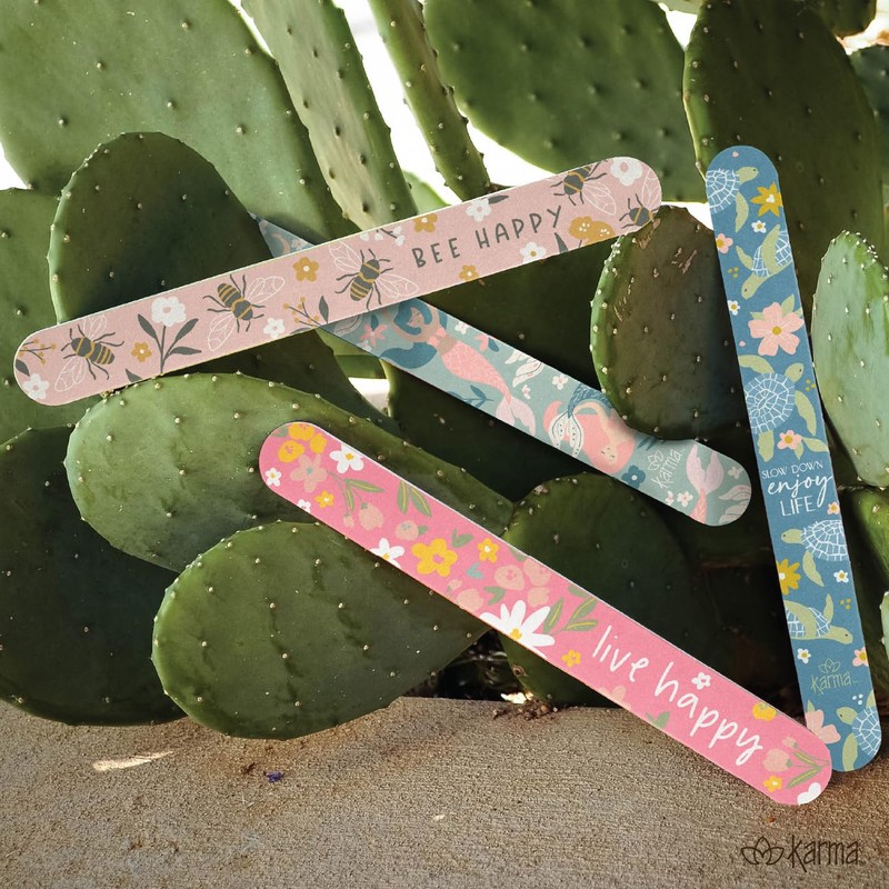 Karma, Colorful Emery Board Double-Sided, 180/120 Grit Nail Files, Matchbook