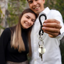 WKRTDY 2 x Heart Key Fob Partner – Christmas Gift for Him and Her – Anniversary Couple Gifts for Both, Key Ring Best Friend Heart, Best Friend Gifts