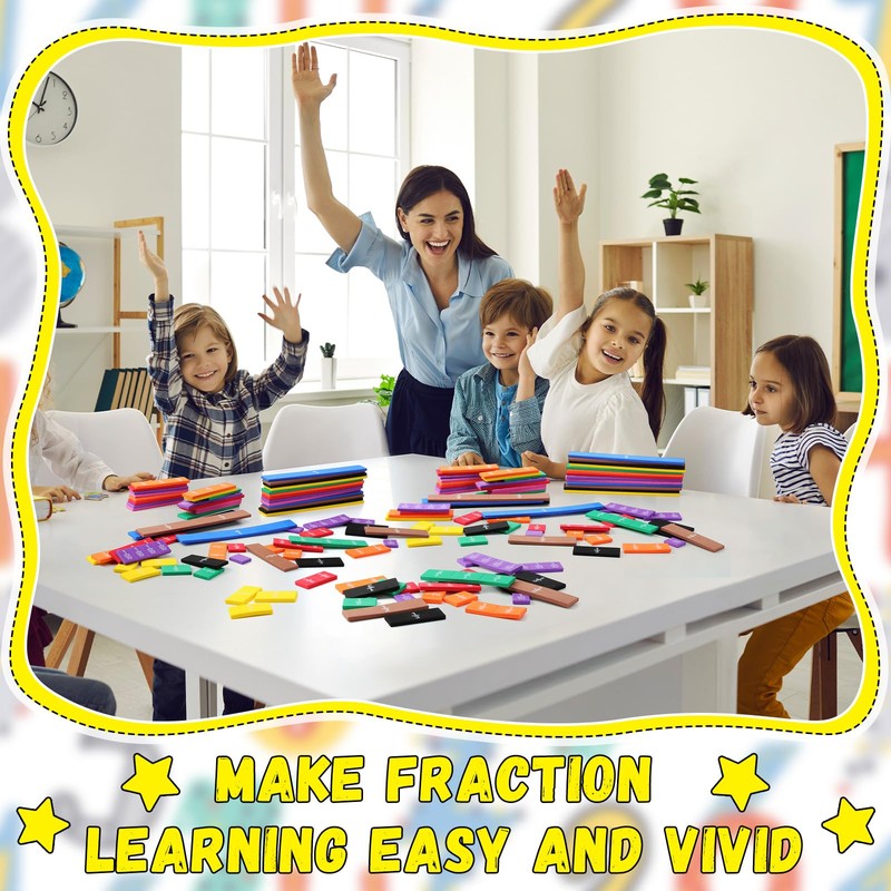 Sayglossy 36 Sets Fraction Tiles Set for Math Classroom Fractions
