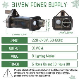 Sinmoe 2 Pcs Replacement Power Supply Low Voltage LED Controller with 2 Pcs Remote Control 8 Modes Memory 8 Hour Timer Power Adaptor for Christmas Fairy Light Icicle Net Curtain Globe Light (31v3.6w)