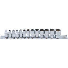 BGS 2150 | Socket wrench insert set Gear Lock | 13 pieces | 6.3 mm (1/4 ") | SW 4 - 14 | CV steel