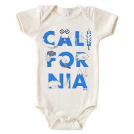 MAPTOTE Font One Piece - Unisex Baby Organic Cotton Short Sleeve Bodysuits - California, 6-12 Months