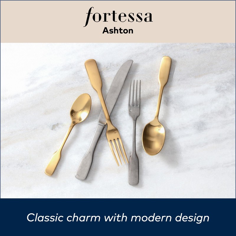 FORTESSA Ashton 18/10 Stainless Steel Flatware, 5 Piece Place Setting