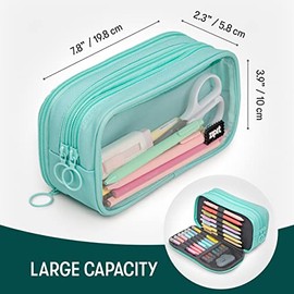 ZIPIT Estuche medio y medio para lápices, bolsa con cremallera de 3 compartimentos para la escuela, bolsa de papelería para adolescentes, niñas, niños