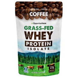 Opportuniteas Opportuniteas Coffee Whey Protein Powder - Low Carb & Keto Friendly - Grass Fed Whey Isolate + Colombian Coffee - 60 mg Caffeine for Energy - Pre or Post Workout Drink Mix, Latte, Shake & Smoothie 1lb