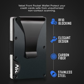 Vebel Credit Card Holder Metal Wallet| Minimalist Wallet|Card Cases & Money Organisers| RFID Wallet for Men| Slim Wallet| Wallets for Men UK| RFID Card Holder Wallet| Mens Wallets, Aluminuim, Black