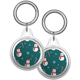 XtremePads Case, Compatible with Apple Airtags Finder - Protective Soft TPU Keychain Cover, for Pets, Bags, Keys (Snowman Candy Canes)