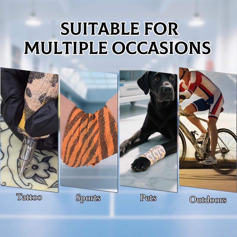 JimKing Tattoo Grip Cover, Self-Adhesiive Tape, Elastic Bandage Wrap Roll,