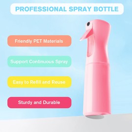 Leaflai Ultra Fine Mist Spray Bottle - Continuous Hair Water Spray Bottle - Mist bottle sprayer for Hair, Home Cleaning, Salons, Planting, Body Care & More (Pink)