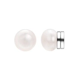 Airokiy 8mm Cultured Pearl Magnet Earrings for Women Studs Magnetic Clip On Earrings Silver Pearl for Non Pierced Ears