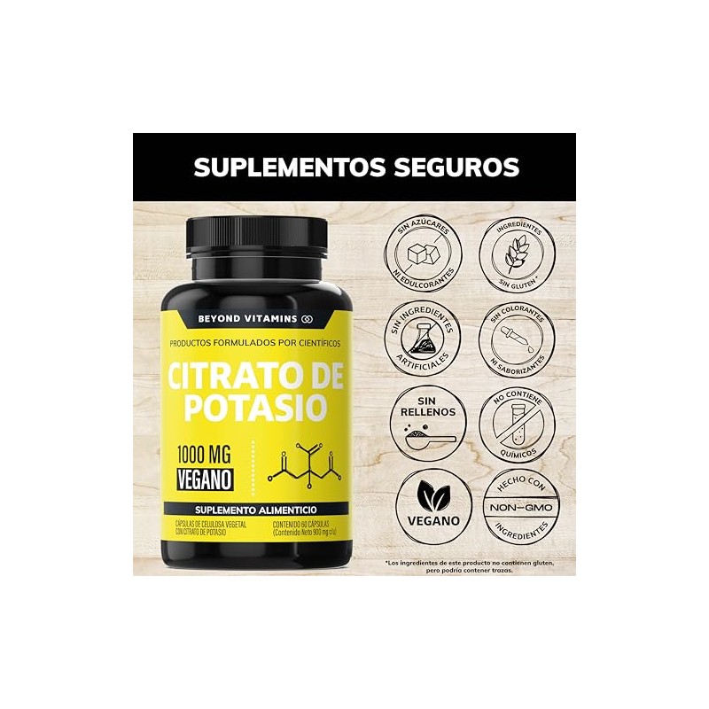 Citrato de Potasio 1000mg Adicionados con Platano en Polvo, Curcuma