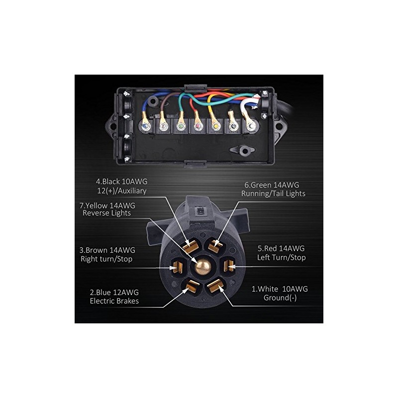 GCD Upgraded Heavy Duty 7 Way Trailer Connector Plug Cord