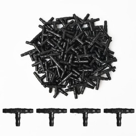 Tee Connectors Irrigation System, 100pcs Drip Irrigation Connectors, Barbed Tee Fittings for 4/7mm Garden Hose, Tee Drip Irrigation Tube Joint for Watering System, for Garden, Lawn, Greenhouse