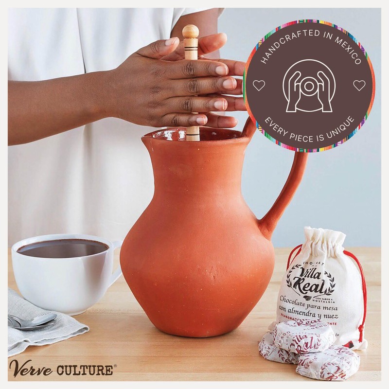 Handcrafted Mexican Hot Chocolate Jug by Verve CULTURE, Clay Chocolatera,
