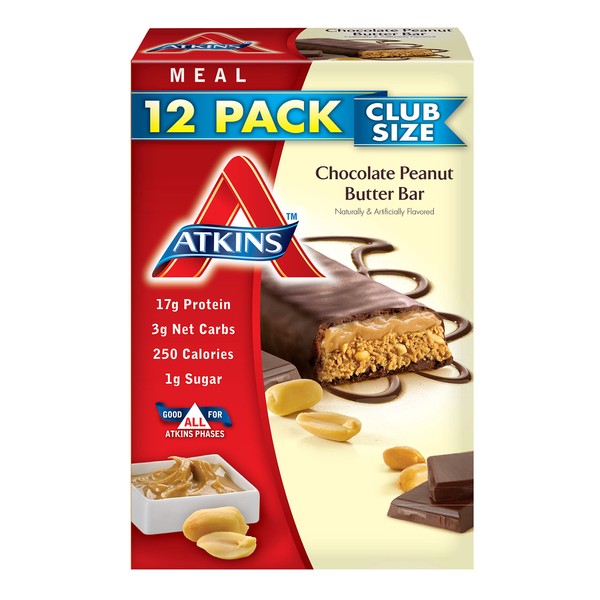 Atkins Advantage Bars, Chocolate Peanut Butter , 2.1-Ounce Bars (Pack of 12)