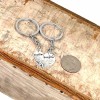 Key Mother and Daughter Heart Key Chain, Silver tone