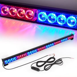 Emergency Strobe Lights 36 Inch Led Light Bar 32 Led 13 Flash Patterns Police Traffic Advisor Waterproof Warning Hazard Caution Turn Signals Vehicle Pickup Truck Roof Rear Head (35.5 Inch, Red/Blue)