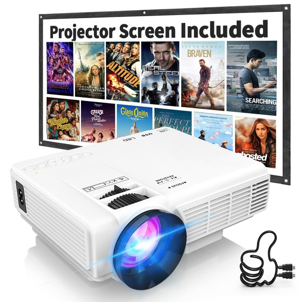 PANSEBA Projector with Two-way Bluetooth, Mini Projector with Projector Screen,