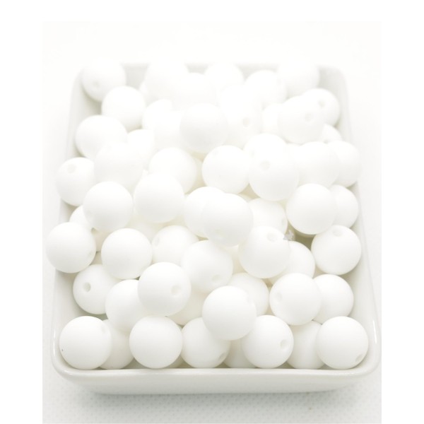 White Silicone Beads by BLUE RABBIT CO for Keychain Making,