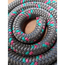 Valley 9/16 x 100 ft. Double Braid-Yacht Braid Polyester Rope. Platinum W/ Turq&Fuchsia