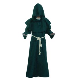 GOLDSTITCH Friar Medieval Hooded Monk Renaissance Priest Robe Costume Cosplay, Green, XX-Large