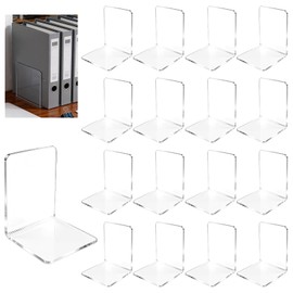 16 Pcs Acrylic Bookends, Book Ends Clear Acrylic Bookends for Shelves, Transparent Bookend Organizer, Book Holder Stand Decorative, Book Stoppers for Heavy Duty Books, CD, File, Video Games