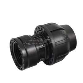 Agora-Tec PE Fitting Coupling 25 mm x 1 Inch Internal Thread (30.3 mm) for PE Pipe 25 mm Black