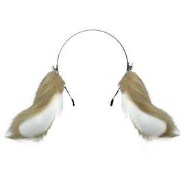 ATekatac Cute Rabbit Ears Headband Long Furry Dog Ears Animal Cosplay Headband (D Tan)