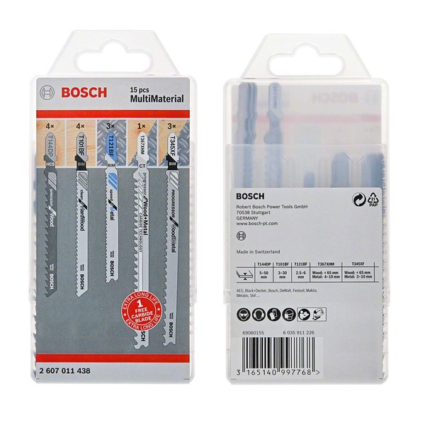Bosch Professional 15pc Jigsaw Blade Set (MultiMaterial, Accessory for Jigsaws)