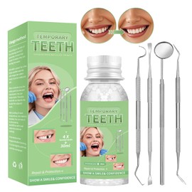 Tooth Repair Kit, Moldable Tooth Filling Repair Kit, Fake Teeth DIY at Home, Fixing Missing & Broken Tooth Replacements, with 4 Dental Tools-V02