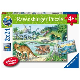 Ravensburger Puzzle Ravensburger 05128 Dinosaur and Her Habitats Children's Puzzle 05128 Dinosaur and Their Habitats 24 Pieces Teal/Turquoise Green