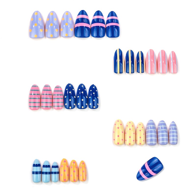 Colorful Press on Nails Almond Medium - Polka Dot Fake