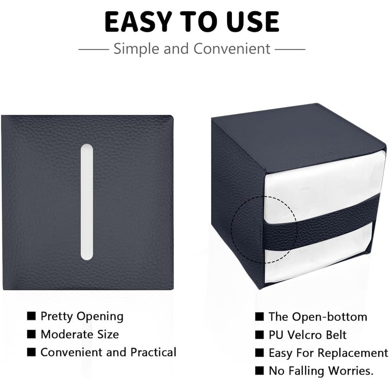 Tissue Box Cover Holder 2 Piece,Square Premium PU Leather Decorative