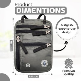 Viking Republic - Neck Wallet for Passport, Travel Documents, Credit Cards, Dark Grey, Dark Grey, 20_14_1cm