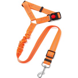Dog Car Seat Belt Dogs Harness Headrest for Cars Adjustable with Anti Shock Bungee Buffer Puppy Safety Cars Leads for Any Cars Vehicle Pets Travel Accessories (Orange)