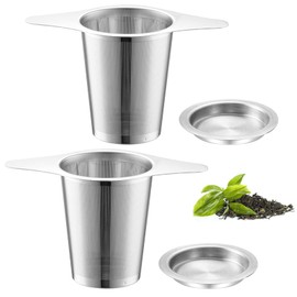 304 Stainless Steel Tea Strainer with Lid, Pack of 2, Tea Filter Stainless Steel with Lid