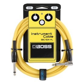 BOSS BIC-10A Serie | Instrumentenkabel | Gerade auf gewinkelte 6,3 mm Klinkenstecker | 3 m Länge | Hochwertige Kabel für Gitarre, Bass & mehr | geräuscharm & robust | Gelb