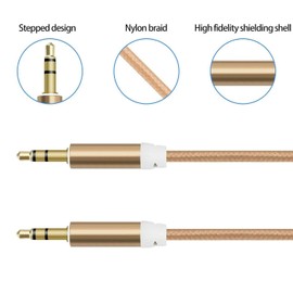 Aux Cable 3.5mm, 1M- Nylon Braided Auxiliary Lead for Car, 3.5mm Male Stereo Jack To Jack Audio Cable compatible with i-Phones Earphone Speaker Car Home Stereos, Laptop and More (Blue)