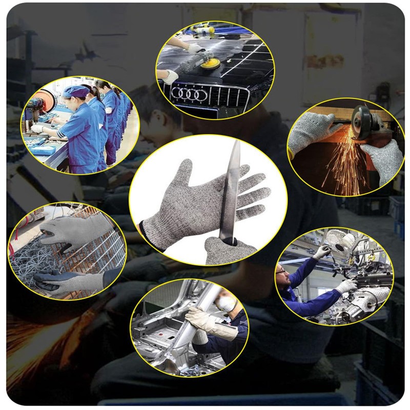 JNGTKL Cut Proof Gloves, 2 Pairs Gray Cut Resistant Gloves,