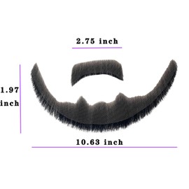 Volora Fake Beard Realistic Human Hair Full Hand Tied Facial Hair Black Goatee False Beards Lace Invisible Fake FaceMustache for Entertainment Drama Party Costume Party (Style-2, Black)