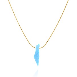 Tooliks - Opal Israel Map Necklace – Gold-Filled Sky Blue Opal – Minimalist Judaica Jewelry Gift for Women & Men (Sky Blue, Gold Filled)
