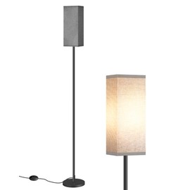 GOEBLESON Floor Lamp, Pole Lamp with Foot Switch, Modern Standing Lamp Lampshade, Minimalist Freestanding Lamp (Bulb Not Included), for Living Room, Bedroom Office ETL Listed, Black and Gray H07LD05