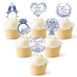 18pcs Something Blue Before i Do Cupcake Topper Bridal Shower Bachelorette Wedding Engagement Party Decorations something blue before i do bridal shower decorations for Woman Girl
