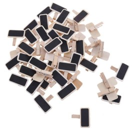 30 Pcs Wooden Mini Rectangle Chalk Board Clips Message Chalk Board Signs for Home Note Taking,Party Decoration, Weddings, Garden, DIY Crafts