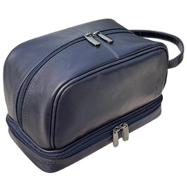 RUSTIC TOWN Leather Toiletry Bag for Men - Travel Shaving Dopp Kit Hygiene Organizer - Leather Cosmetic Makeup Bag for Women