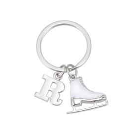 LIKGREAT Ice Skate Key Ring, Figure Skating Key Ring, Initial Skating Charm Keyring, Winter Christmas Decoration, Gifts for Women, Girls, R