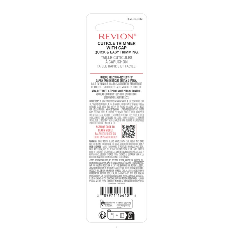 Revlon Cuticle Trimmer With Cap, High Precision V-Tip and Comfortable