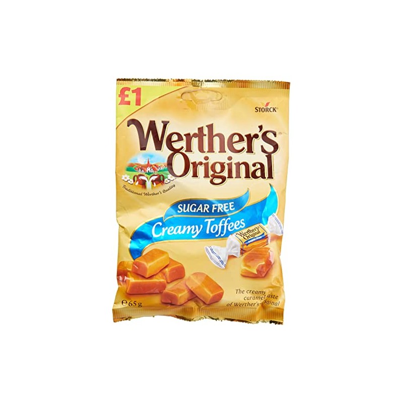 Werther's Original Creamy Toffees, Sugar free, Ideal for Easter, 65
